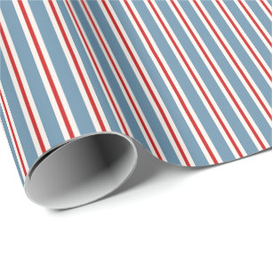 Klassieke blauwe rode tikkerende strepen cadeaupapier
