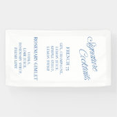 Klassieke Blauwe Script Trouwhandtekeningcocktails Spandoek (Horizontaal)
