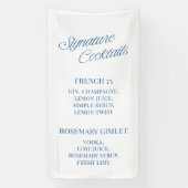 Klassieke Blauwe Script Trouwhandtekeningcocktails Spandoek (Verticaal)