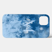 Klassieke blauwe sterren patroon Moderne monogram  Case-Mate iPhone Case (Achterkant (horizontaal))