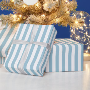 Klassieke Blauwe Streep Kerst Cadeaupapier