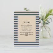 Klassieke Blauwe Strepen Ingelijste Details Bruilo Informatiekaartje (Staand voorkant)