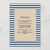 Klassieke Blauwe Strepen Ingelijste Details Bruilo Informatiekaartje (Voorkant)