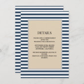 Klassieke Blauwe Strepen Ingelijste Details Bruilo Informatiekaartje (Voorkant / Achterkant)