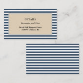 Klassieke Blauwe Strepen Ingelijste Details Bruilo Informatiekaartje (Voorkant / Achterkant)