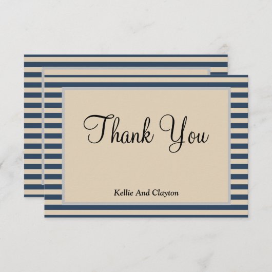 Klassieke blauwe strepen met ingevulde kaart Harte (Voorkant / Achterkant)