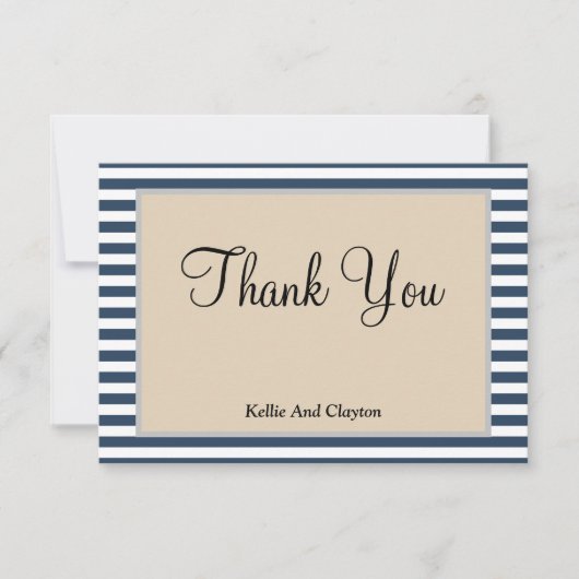 Klassieke blauwe strepen met ingevulde kaart Harte (Voorkant)