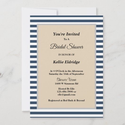 Klassieke blauwe strepen omhuld Vrijgezellenfeest Kaart (Voorkant)