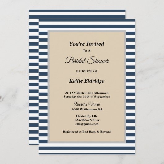 Klassieke blauwe strepen omhuld Vrijgezellenfeest Kaart (Voorkant / Achterkant)