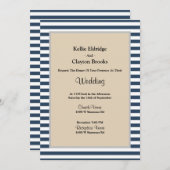 Klassieke blauwe strepen omlijste trouw- kaart (Voorkant / Achterkant)
