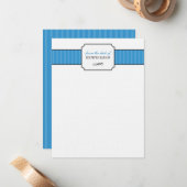 Klassieke blauwe strepen van het bureau van kantoo notitiekaartje (Voorkant / Achterkant in situ)