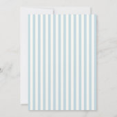 Klassieke blauwe strepen vintage babyshower uitnod kaart (Achterkant)