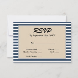 Klassieke blauwe strepes met RSVP-kaart RSVP Kaartje