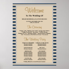 Klassieke blauwe strepes omgeven weddenschap poster