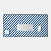 Klassieke blauwe stripesemonogram bureaumat (Keyboard & Muis)