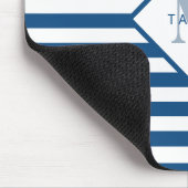 Klassieke blauwe stripesemonogram muismat (Hoek)