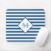 Klassieke blauwe stripesemonogram muismat (Met muis)