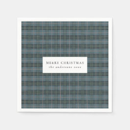 Klassieke Blauwe Tartan Plaid Kerstmis Servet