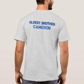 Klassieke blauwe tekst kruis en schild Homeschool T-shirt (Achterkant)