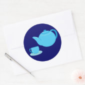 Klassieke blauwe theepot ronde sticker (Envelop)