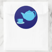 Klassieke blauwe theepot ronde sticker (Tas)