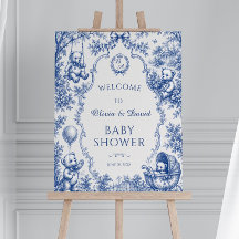 Klassieke Blauwe Toile Teddylbeer Baby Borrel Welk