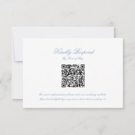 Klassieke Blauwe Trouw Monogram Wapenschild QR RSV RSVP Kaartje