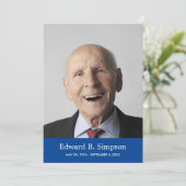 Klassieke blauwe viering van het leven met foto kaart (Staand voorkant)