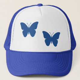 Klassieke Blauwe Vlinders Wit en Koningsblauw Trucker Pet