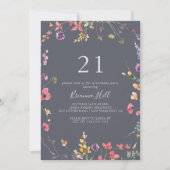 Klassieke blauwe wilde flora 21e verjaardag kaart (Voorkant)