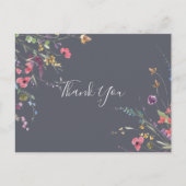 Klassieke blauwe wilde flora Hartelijk dank Briefkaart (Voorkant)
