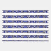 Klassieke Blauwe Wilde Scene Stripe & Birds Inpakpapier Vel (Voorkant 3)