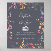 Klassieke Blauwe Wilde Vang de Liefde Hashtag Poster (Voorkant)
