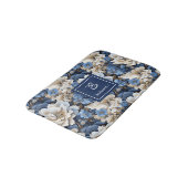 Klassieke Blauwe Witte Bloemen Aangepaste Naam Bad Badmat (Gekanteld)