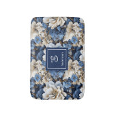 Klassieke Blauwe Witte Bloemen Aangepaste Naam Bad Badmat (Voorkant Verticaal)