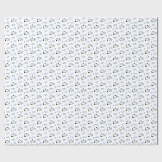 Klassieke blauwe witte bloemen en gember kruik aar cadeaupapier (Vlak)