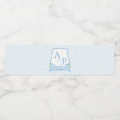 Klassieke Blauwe Witte Hydrangea Bruiloft Crest Pa Waterfles Etiket (Enkel label)