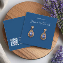 Klassieke Blauwe Witte QR Code Oorbellen Displayka