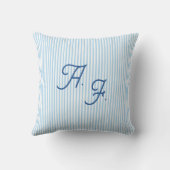 Klassieke Blauwe Witte Streep Kust Monogram Dekken Kussen (Achterkant)