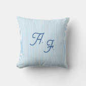 Klassieke Blauwe Witte Streep Kust Monogram Dekken Kussen (Voorkant)