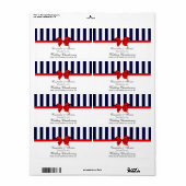 Klassieke blauwe witte streep rood H Wijnflesetike Etiket (Full Sheet)