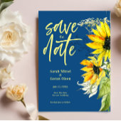 Klassieke Blauwe Zonnebloem Sparen de datum Uitnod Save The Date