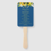 Klassieke Blauwe Zonnebloem Trouwprogramma Set van Handwaaier (Achterkant)