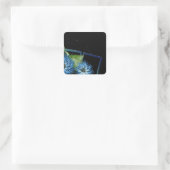 Klassieke blauwe zwarte bloemengelegenheden - pers vierkante sticker (Tas)