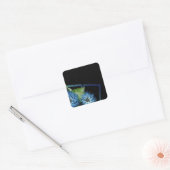 Klassieke blauwe zwarte bloemengelegenheden - pers vierkante sticker (Envelop)