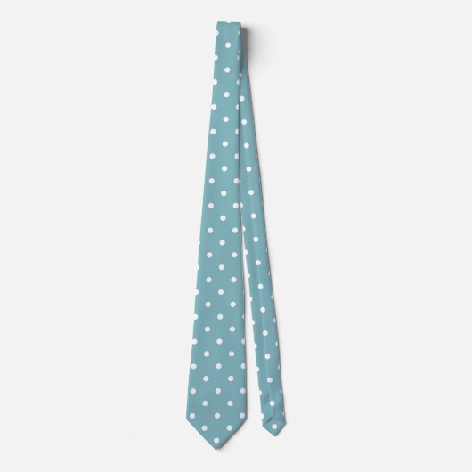 Klassieke Blauwgroen Blue Polka Dot Stropdas (Voorkant)