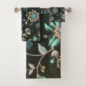 Klassieke  blauwgroen roze groene bohemenbloem bad handdoek (Insitu)