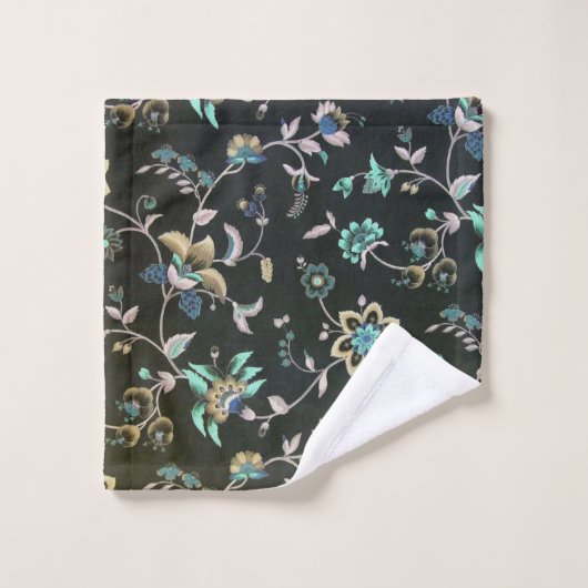 Klassieke  blauwgroen roze groene bohemenbloem bad handdoek (Wasdoekje)