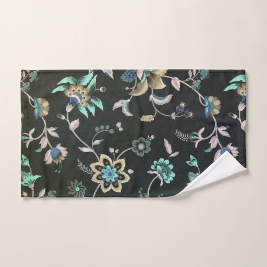 Klassieke  blauwgroen roze groene bohemenbloem bad handdoek (Handdoek)