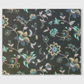 Klassieke blauwgroen roze groene bohemenbloem cadeaupapier (Vlak)